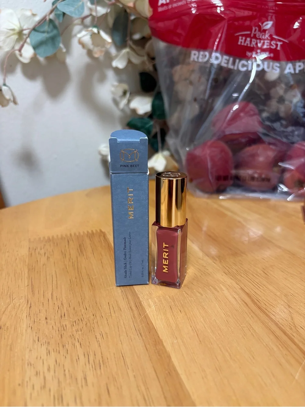 Merit Shade Slick Tinted Lip Oil in PINK BEET, full Sz 0.23oz, BNIB, AUTHENTIC